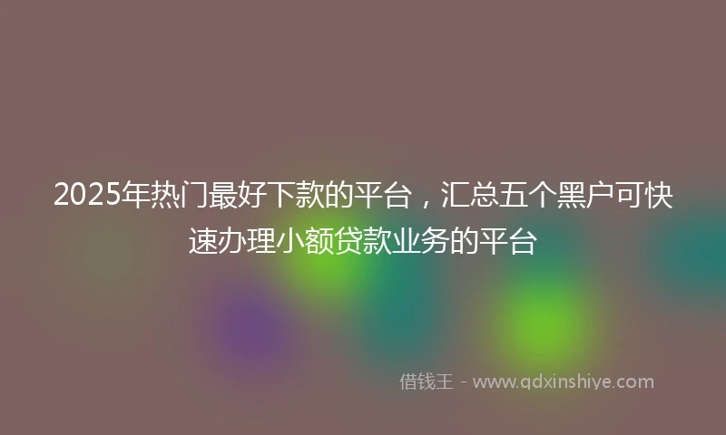 2025年热门最好下款的平台，汇总五个黑户可快速办理小额贷款业务的平台