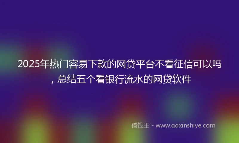 2025年热门容易下款的网贷平台不看征信可以吗，总结五个看银行流水的网贷软件