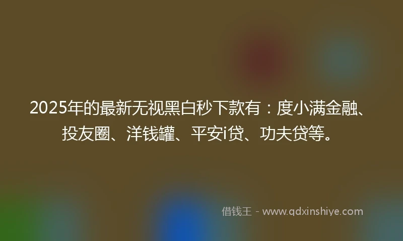 2025年的最新无视黑白秒下款有：度小满金融、投友圈、洋钱罐、平安i贷、功夫贷等。