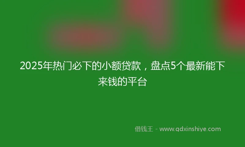 2025年热门必下的小额贷款，盘点5个最新能下来钱的平台