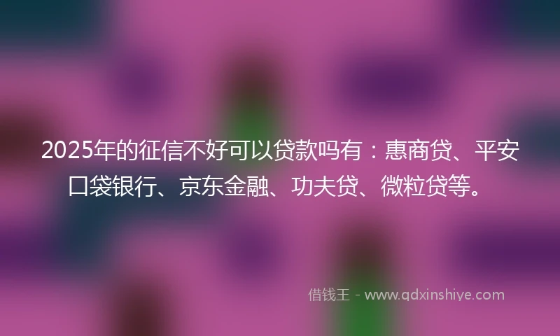 2025年的征信不好可以贷款吗有：惠商贷、平安口袋银行、京东金融、功夫贷、微粒贷等。