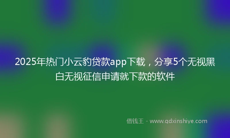 2025年热门小云豹贷款app下载，分享5个无视黑白无视征信申请就下款的软件
