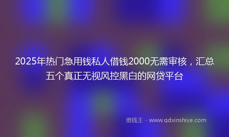 2025年热门急用钱私人借钱2000无需审核，汇总五个真正无视风控黑白的网贷平台