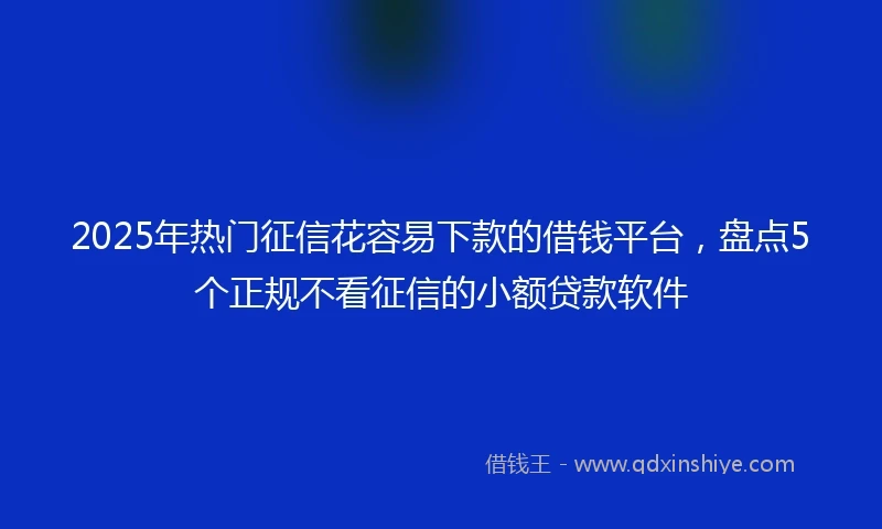 2025年热门征信花容易下款的借钱平台，盘点5个正规不看征信的小额贷款软件