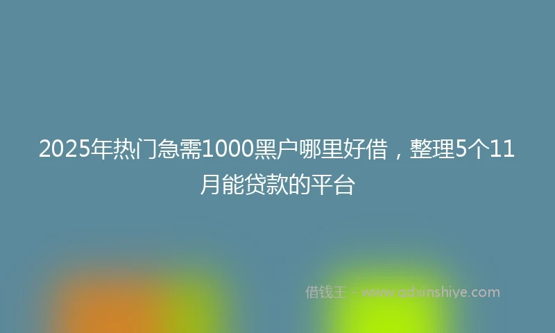 2025年热门急需1000黑户哪里好借，整理5个11月能贷款的平台