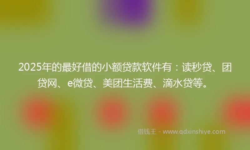 2025年的最好借的小额贷款软件有：读秒贷、团贷网、e微贷、美团生活费、滴水贷等。
