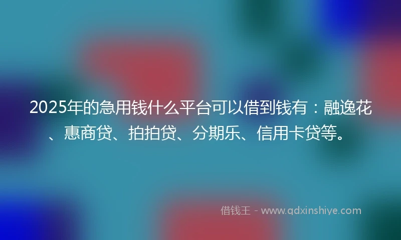 2025年的急用钱什么平台可以借到钱有：融逸花、惠商贷、拍拍贷、分期乐、信用卡贷等。