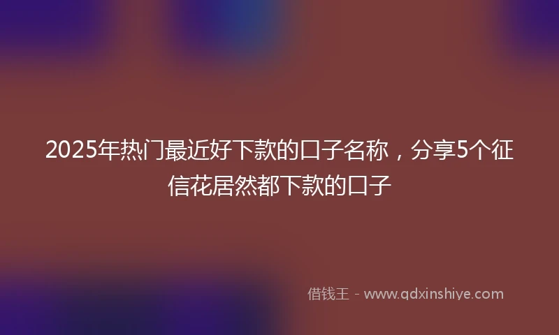 2025年热门最近好下款的口子名称，分享5个征信花居然都下款的口子