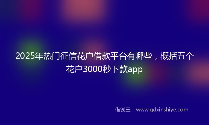 2025年热门征信花户借款平台有哪些，概括五个花户3000秒下款app
