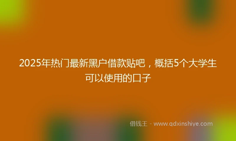 2025年热门最新黑户借款贴吧，概括5个大学生可以使用的口子