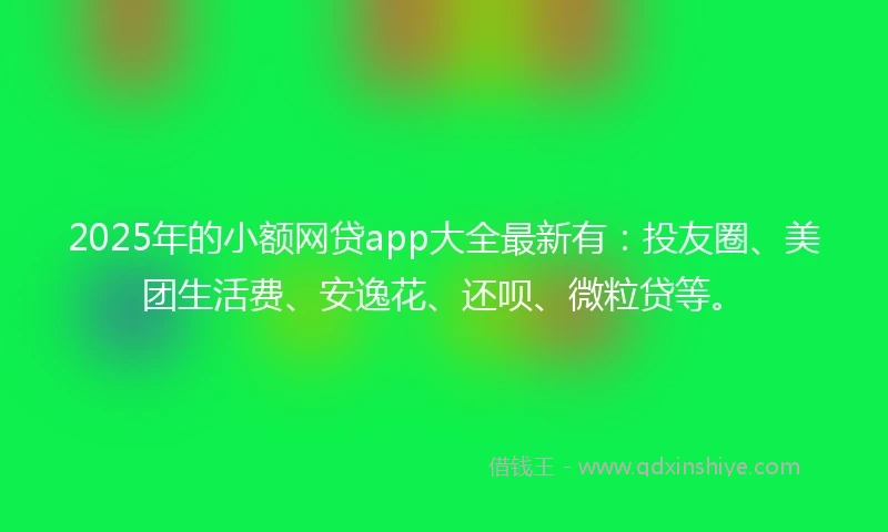 2025年的小额网贷app大全最新有：投友圈、美团生活费、安逸花、还呗、微粒贷等。
