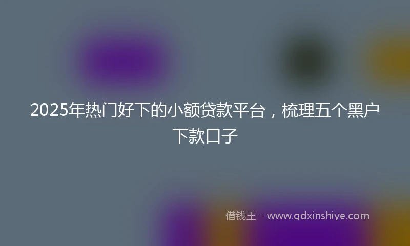 2025年热门好下的小额贷款平台，梳理五个黑户下款口子