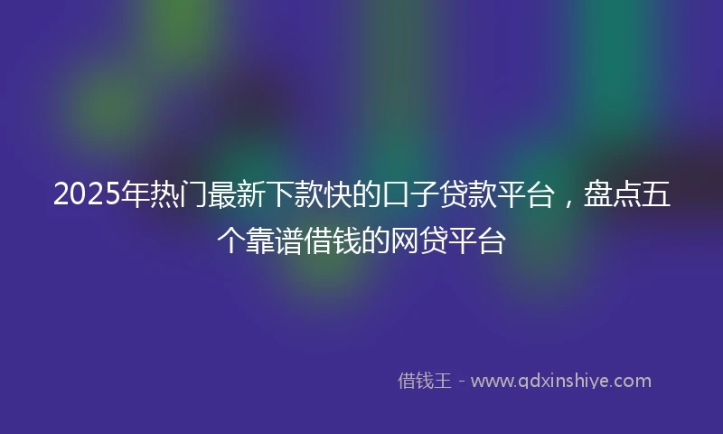 2025年热门最新下款快的口子贷款平台，盘点五个靠谱借钱的网贷平台