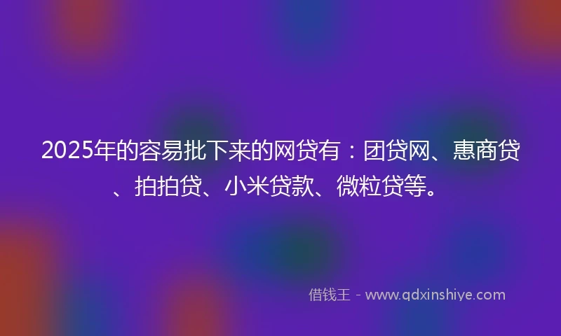 2025年的容易批下来的网贷有：团贷网、惠商贷、拍拍贷、小米贷款、微粒贷等。