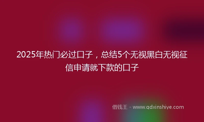 2025年热门必过口子，总结5个无视黑白无视征信申请就下款的口子