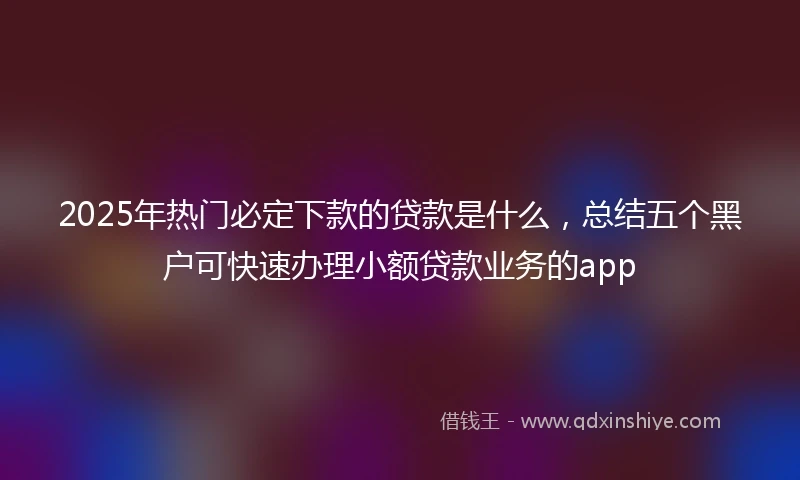 2025年热门必定下款的贷款是什么，总结五个黑户可快速办理小额贷款业务的app