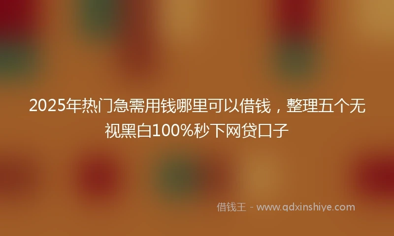 2025年热门急需用钱哪里可以借钱，整理五个无视黑白100%秒下网贷口子