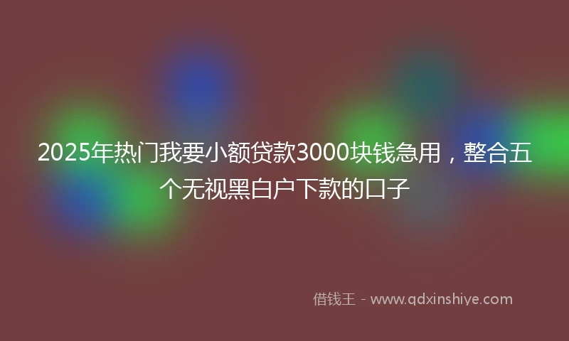 2025年热门我要小额贷款3000块钱急用，整合五个无视黑白户下款的口子