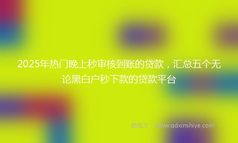 2025年热门晚上秒审核到账的贷款，汇总五个无论黑白户秒下款的贷款平台