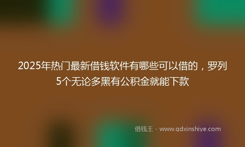 2025年热门最新借钱软件有哪些可以借的，罗列5个无论多黑有公积金就能下款