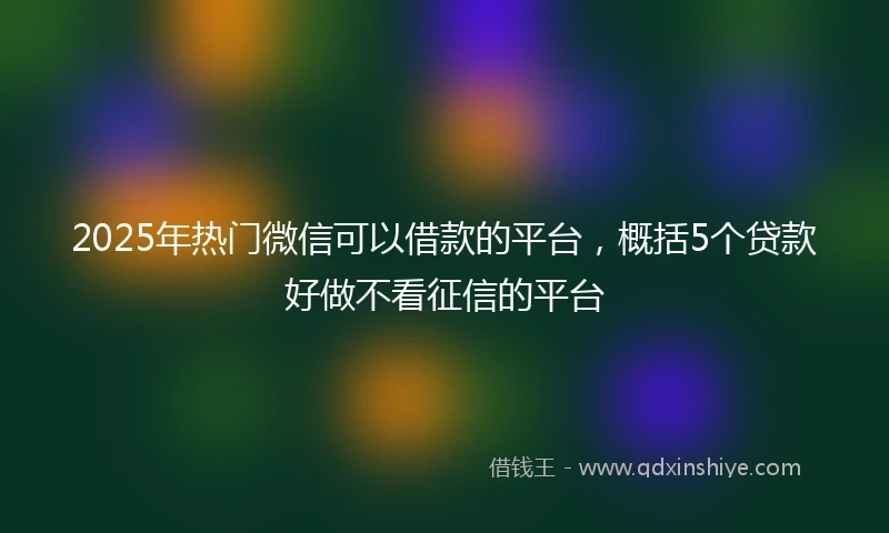 2025年热门微信可以借款的平台，概括5个贷款好做不看征信的平台