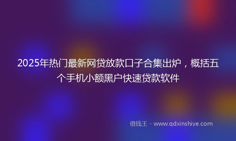 2025年热门最新网贷放款口子合集出炉，概括五个手机小额黑户快速贷款软件