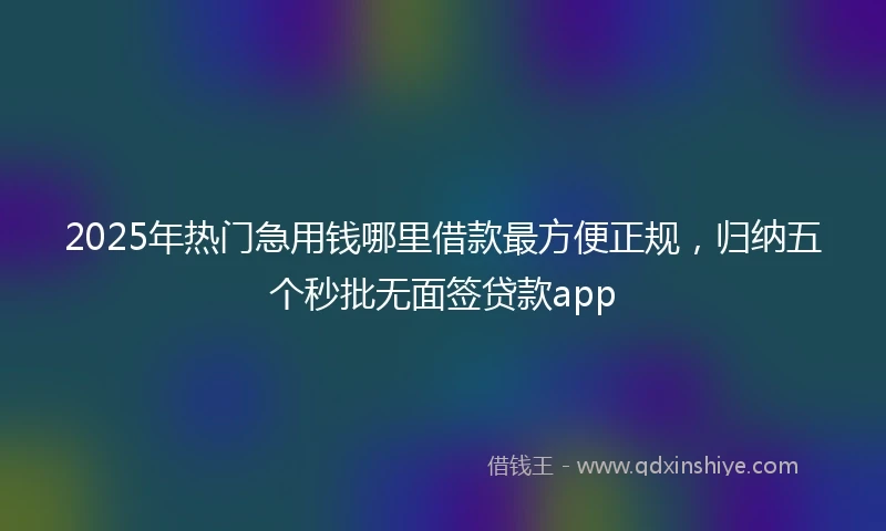 2025年热门急用钱哪里借款最方便正规，归纳五个秒批无面签贷款app