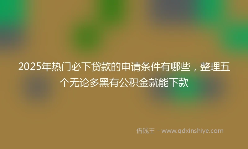 2025年热门必下贷款的申请条件有哪些，整理五个无论多黑有公积金就能下款