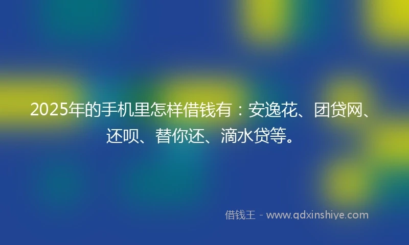 2025年的手机里怎样借钱有：安逸花、团贷网、还呗、替你还、滴水贷等。