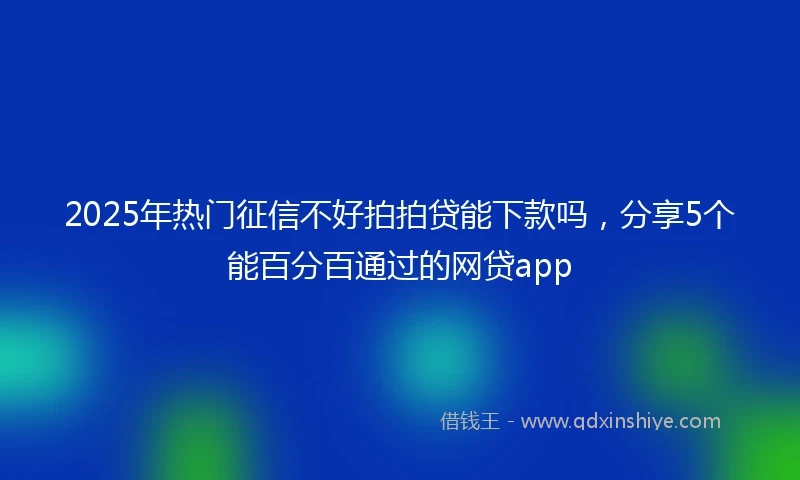 2025年热门征信不好拍拍贷能下款吗，分享5个能百分百通过的网贷app
