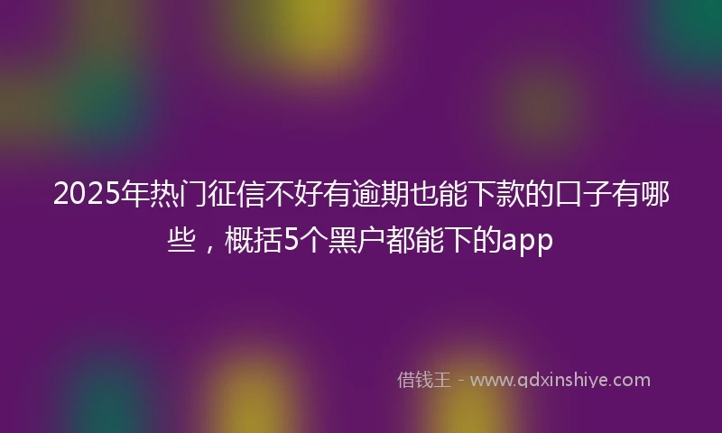 2025年热门征信不好有逾期也能下款的口子有哪些，概括5个黑户都能下的app