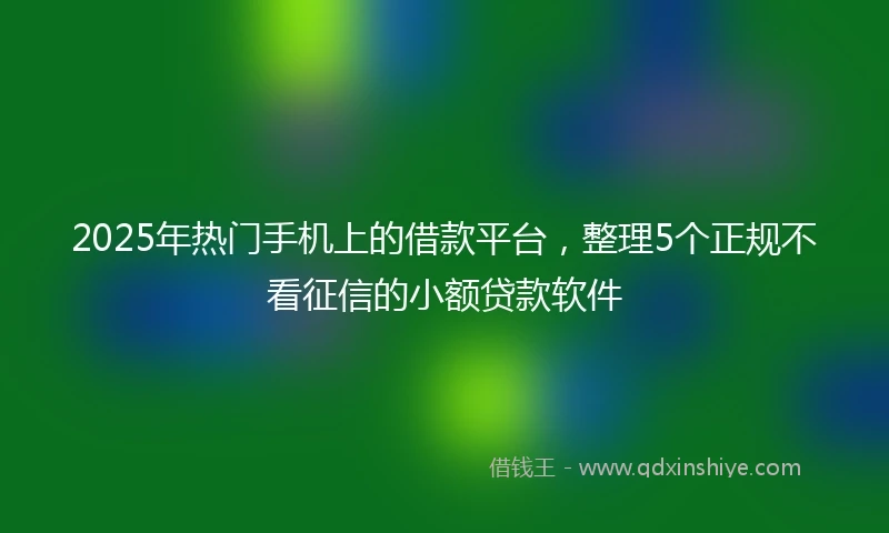 2025年热门手机上的借款平台，整理5个正规不看征信的小额贷款软件