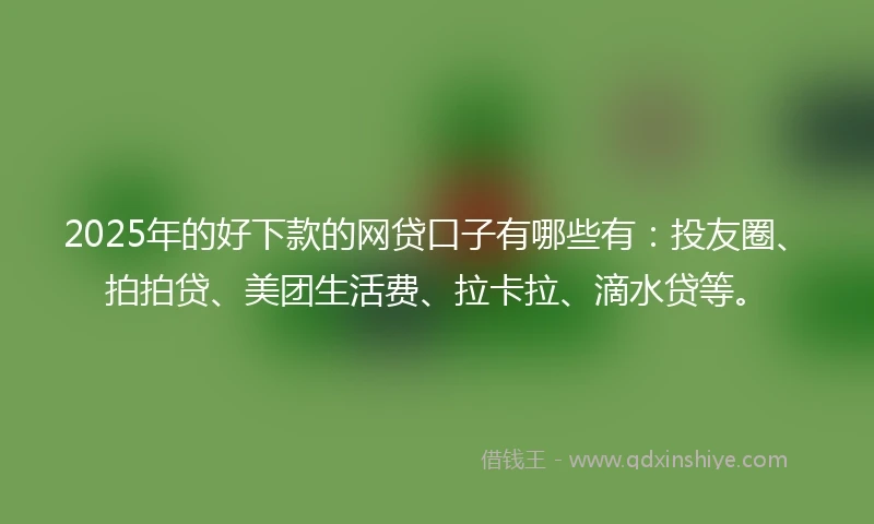 2025年的好下款的网贷口子有哪些有：投友圈、拍拍贷、美团生活费、拉卡拉、滴水贷等。