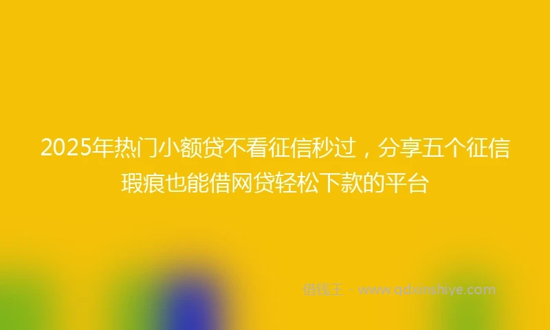 2025年热门小额贷不看征信秒过，分享五个征信瑕疵也能借网贷轻松下款的平台