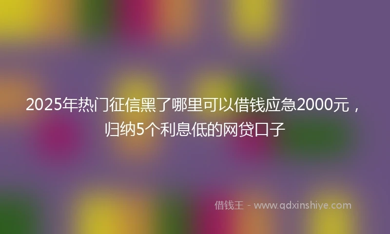 2025年热门征信黑了哪里可以借钱应急2000元，归纳5个利息低的网贷口子