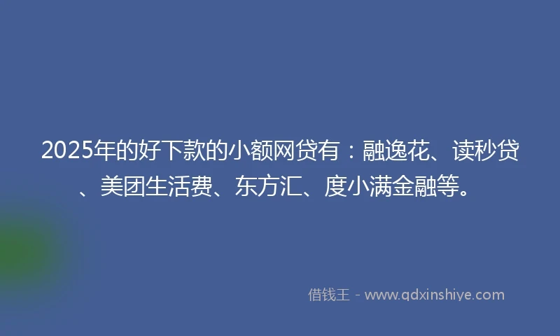 2025年的好下款的小额网贷有：融逸花、读秒贷、美团生活费、东方汇、度小满金融等。