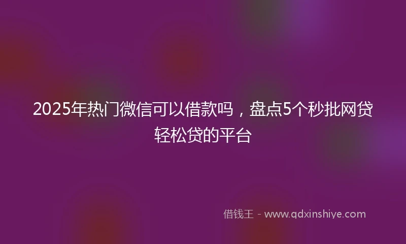 2025年热门微信可以借款吗，盘点5个秒批网贷轻松贷的平台