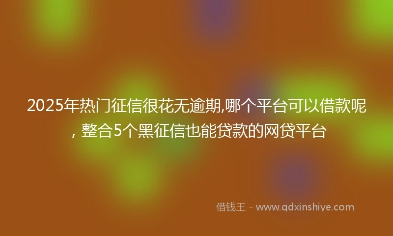 2025年热门征信很花无逾期,哪个平台可以借款呢，整合5个黑征信也能贷款的网贷平台