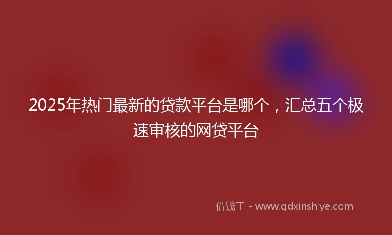 2025年热门最新的贷款平台是哪个，汇总五个极速审核的网贷平台