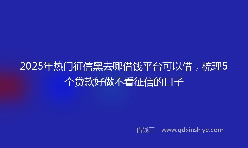 2025年热门征信黑去哪借钱平台可以借，梳理5个贷款好做不看征信的口子