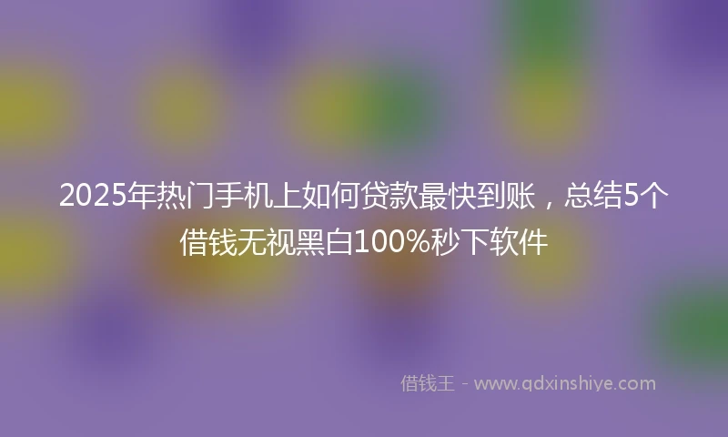 2025年热门手机上如何贷款最快到账，总结5个借钱无视黑白100%秒下软件