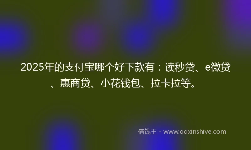 2025年的支付宝哪个好下款有：读秒贷、e微贷、惠商贷、小花钱包、拉卡拉等。