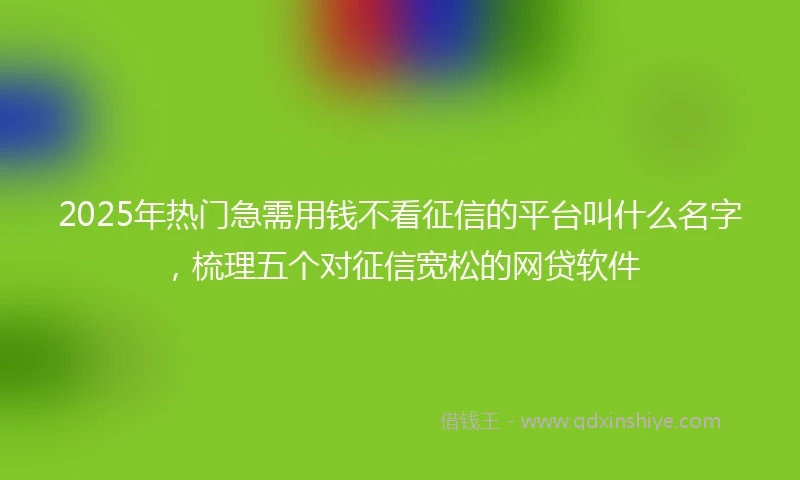 2025年热门急需用钱不看征信的平台叫什么名字，梳理五个对征信宽松的网贷软件