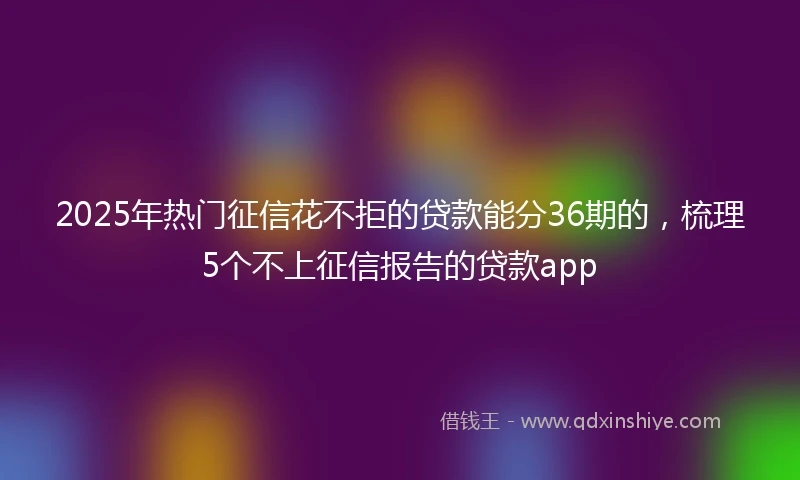 2025年热门征信花不拒的贷款能分36期的，梳理5个不上征信报告的贷款app