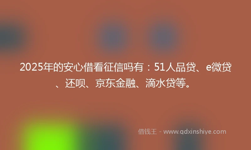 2025年的安心借看征信吗有：51人品贷、e微贷、还呗、京东金融、滴水贷等。