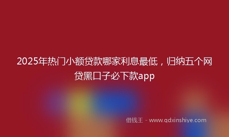 2025年热门小额贷款哪家利息最低，归纳五个网贷黑口子必下款app