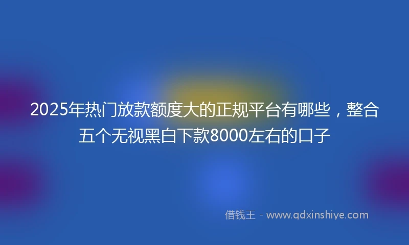 2025年热门放款额度大的正规平台有哪些，整合五个无视黑白下款8000左右的口子