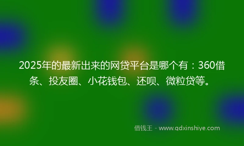 2025年的最新出来的网贷平台是哪个有：360借条、投友圈、小花钱包、还呗、微粒贷等。