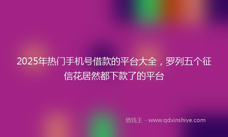 2025年热门手机号借款的平台大全，罗列五个征信花居然都下款了的平台