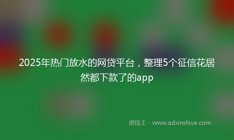 2025年热门放水的网贷平台，整理5个征信花居然都下款了的app